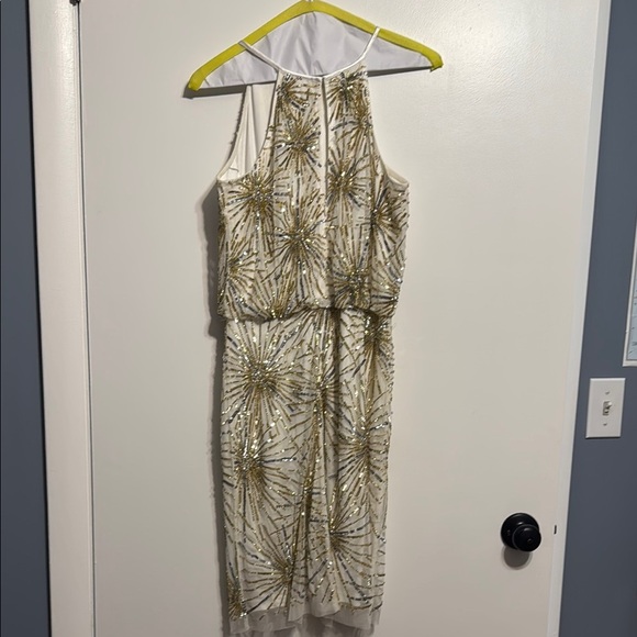 Aidan Mattox Stunning Gold Sequin Starburst Cocktail Dress Size 6 - Picture 5 of 8